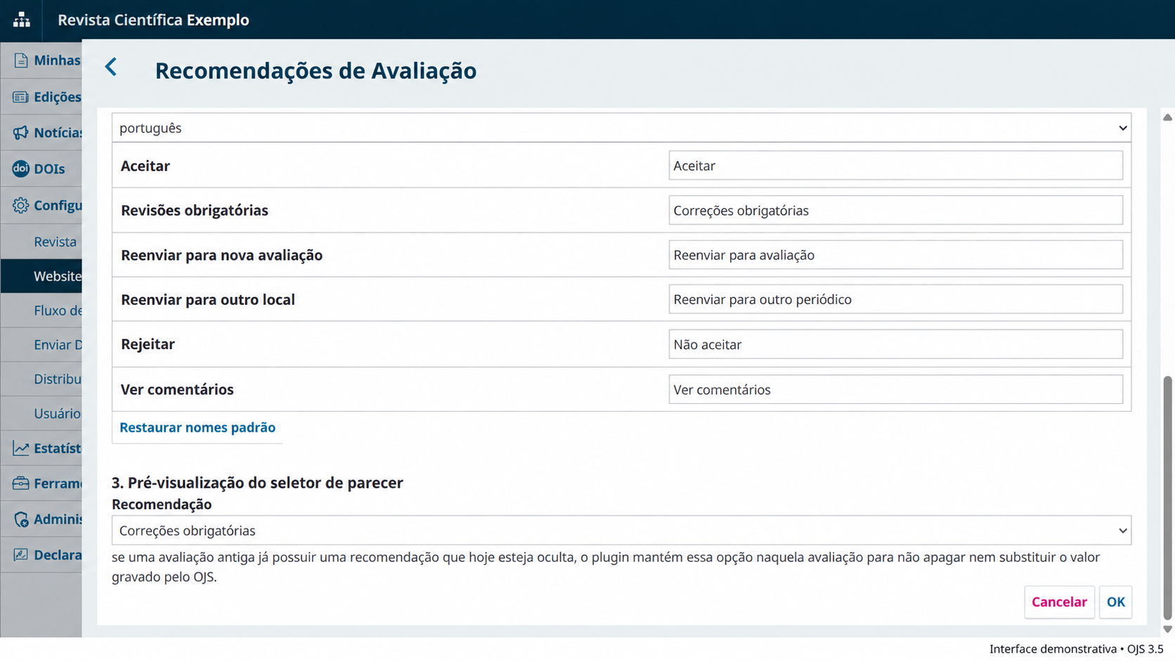 Plugin Recomendações de Avaliação para OJS - imagem 2