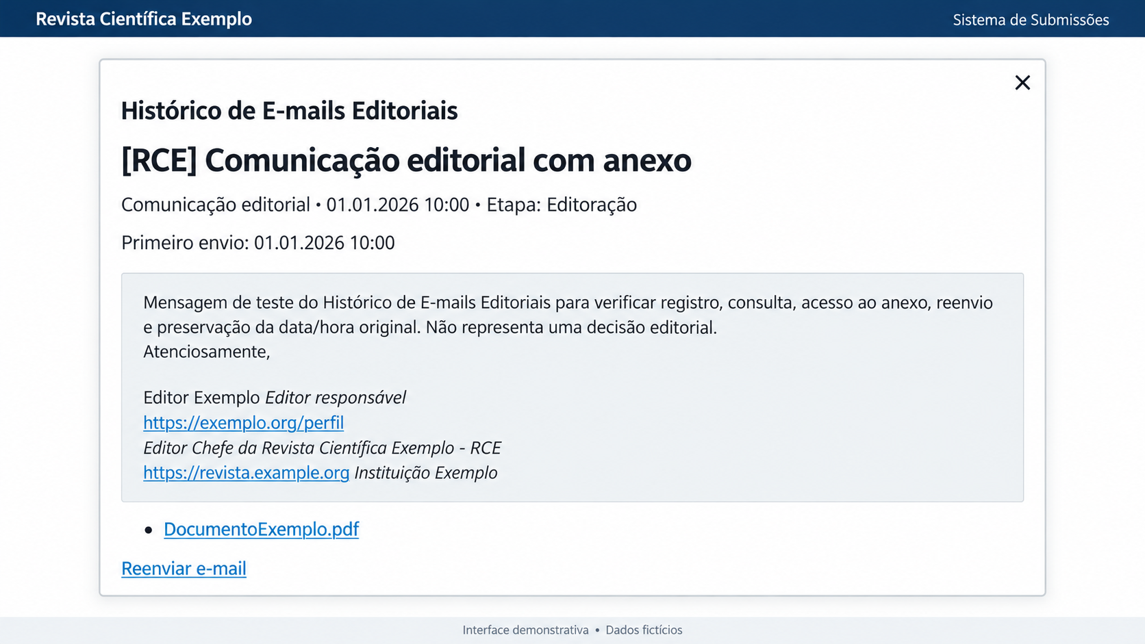 Plugin Histórico de E-mails Editoriais para OJS - imagem 2